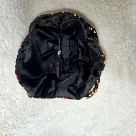 Cute Mini Bag w/ Black Red Gold Flames on Silk Brocade w/ Asian Symbol & snaps - Picture 10 of 11